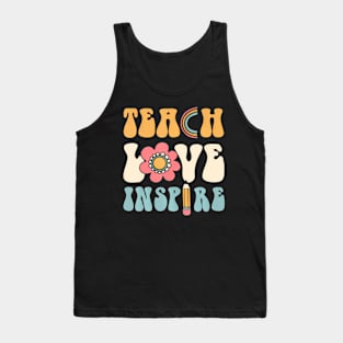 Groovy Teacher Inspirational Happy Back To School Tank Top